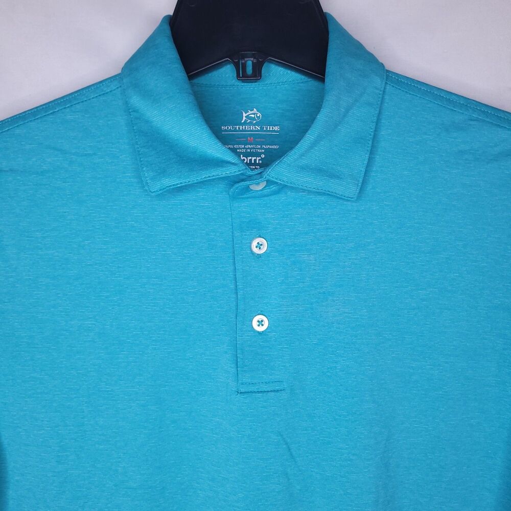 Southern Tide Polo Shirt Mens Medium Blue Short Sleeve Brrr Performance